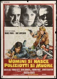 6h390 LIVE LIKE A COP DIE LIKE A MAN Italian 1p '76 Italian crime thriller, cool motorcycle art!