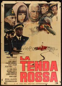 6h425 RED TENT Italian 1p '71 different art of Sean Connery & Claudia Cardinale by Enzo Nistri!