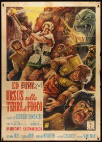6h472 URSUS IN THE LAND OF FIRE Italian 1p '63 sword & sandal art of Ed Fury by Deamicis!