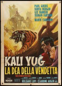 6h474 VENGEANCE OF KALI Italian 1p '63 art of snarling tiger, elephants & top stars by Martinati!