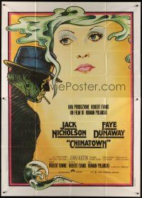 6h044 CHINATOWN Italian 2p '74 art of Jack Nicholson & Faye Dunaway by Pearsall, Roman Polanski