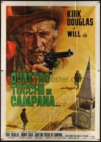 6h067 GUNFIGHT Italian 2p '71 different art of Kirk Douglas by Averardo Ciriello!