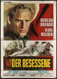 6h090 ONE EYED JACKS Italian 2p R70s great different Cesselon art of star/director Marlon Brando!