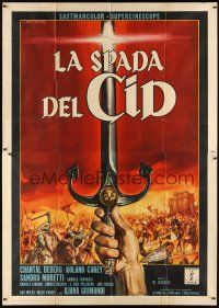 6h104 SWORD OF EL CID Italian 2p '62 cool completely different art by Roldolfo Gasparri!