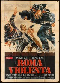 6h113 VIOLENT CITY Italian 2p '75 Marino Girolami's Roma violenta, Richard Conte, different art!