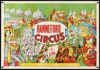 6j222 HANNEFORD CIRCUS circus poster '60s 3-ring, wonderful artwork of many acts!