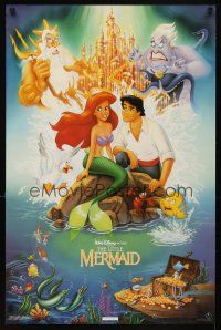 6j750 LITTLE MERMAID commercial poster '90s great artwork of Ariel & cast, Disney!