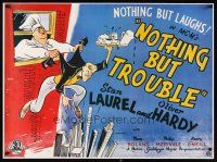 6j794 NOTHING BUT TROUBLE REPRO commercial poster '90s wacky art of Stan Laurel & Oliver Hardy!