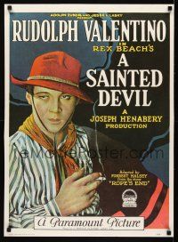 6j765 SAINTED DEVIL commercial poster '70s Rudolph Valentino, Rex Beach, Nita Naldi