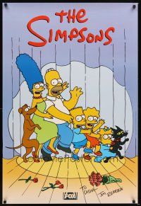 6j769 SIMPSONS signed TV poster '00 by Jim Reardon, great art of family & pets on stage!