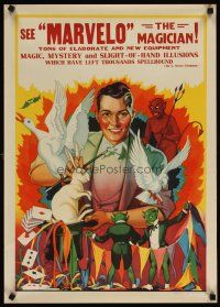 6j195 MARVELO THE MAGICIAN magic poster '20s thousands spellbound, wonderful artwork!