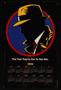 6j483 DICK TRACY calendar '90 art of Warren Beatty as Chester Gould's classic detective!