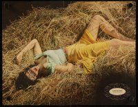 6j481 JANE RUSSELL 2-sided magazine centerfold '40s sexy actress in hay by Hurrell + hat styles!