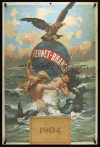 6j789 FERNET-BRANCA REPRODUCTION 25x37 advertising poster '80s wonderful art from 1904 poster!