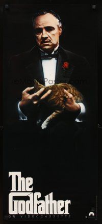 6j524 GODFATHER video poster R91 Marlon Brando & cat in Francis Ford Coppola crime classic!