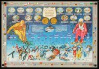 6j198 HISTORY OF THE OLYMPIC WINTER GAMES 2-sided special 18x26 '80 great art of athletes & sports!