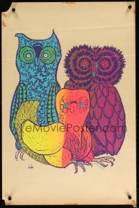 6j339 OWLS 23x35 art print '67 wonderful Leroy Olsen artwork of cute owls!