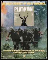 6j652 PLATOON soundtrack music poster '86 Oliver Stone, Tom Berenger, Willem Dafoe, Vietnam War!