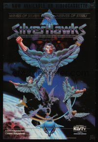 6j551 SILVERHAWKS foil video poster '86 cool art from animated sci-fi cartoon!