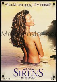 6j552 SIRENS video video poster '94 super sexy seductive Elle Macpherson naked in lake!