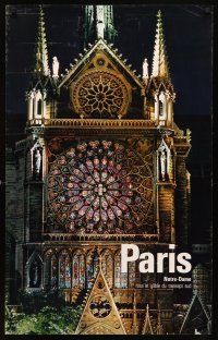 6j160 PARIS NOTRE-DAME French travel poster 1960s great close-up of stained glass windows!