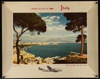 6j087 TRANS WORLD AIRLINES ITALY travel poster '50s image of Bay of Naples & TWA Constellation!
