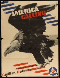 6j030 AMERICA CALLING 30x40 WWII war poster '42 take your place in Civilian Defense!
