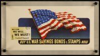 6j054 BUY U.S. WAR SAVINGS BONDS & STAMPS NOW 11x21 WWII war poster '42 wonderful artwork of flag!
