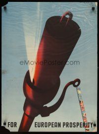 6j059 FOR EUROPEAN PROPSERITY 20x28 Dutch WWII war poster '50 Flem artwork of work whistle!