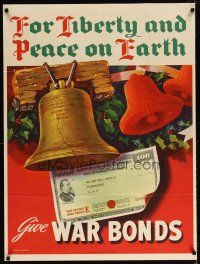6j034 GIVE WAR BONDS 29x38 WWII war poster '44 for liberty & peace on earth, Simpson art!