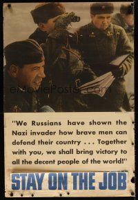 6j046 PRODUCE FOR VICTORY 24x36 WWII war poster '42 image of Russian officers!