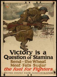 6j026 VICTORY IS A QUESTION OF STAMINA 21x29 WWI war poster '17 cool art of WWI soldiers by Dunn!
