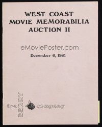 6p322 BERRY COMPANY 12/06/81 auction catalog '81 West Coast Movie Memorabilia Auction II!