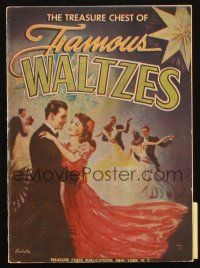 6p071 FAMOUS WALTZES paperback book '43 sheet music for Fust Waltz, Poem, Valse Bleue & many more!