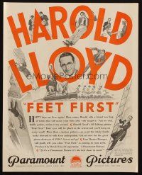 6p106 FEET FIRST magazine ad '30 Harold Lloyd gets stuck on a skyscraper & must find a way down!