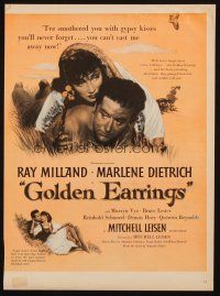 6p107 GOLDEN EARRINGS magazine ad '47 sexy gypsy Marlene Dietrich & Ray Milland!