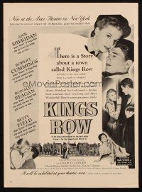 6p111 KINGS ROW magazine ad '42 Ronald Reagan, Ann Sheridan, classic melodrama!