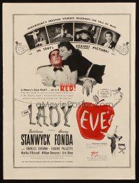 6p113 LADY EVE magazine ad '41 Sturges, Barbara Stanwyck & Henry Fonda, different title design!