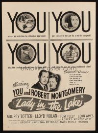 6p115 LADY IN THE LAKE magazine ad '47 star/director Robert Montgomery, Audrey Totter