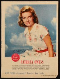 6p119 PATRICIA OWENS magazine ad '58 the year she made The Fly, pretty Star Weekly Pin-Up!