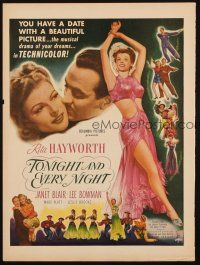 6p128 TONIGHT & EVERY NIGHT magazine ad '44 sexy showgirl Rita Hayworth shows legs, Lee Bowman