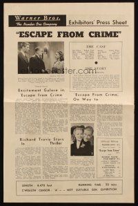 6p576 ESCAPE FROM CRIME Australian pressbook '42 Richard Travis, Julie Bishop, cool crime images!
