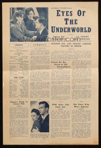 6p577 EYES OF THE UNDERWORLD Australian pressbook '42 Lon Chaney Jr. & Richard Dix!