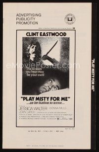 6p873 PLAY MISTY FOR ME pressbook '71 Clint Eastwood, Jessica Walter, an invitation to terror!