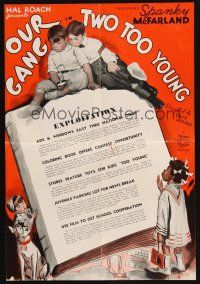 6p975 TWO TOO YOUNG pressbook '36 Hal Roach, Our Gang, Little Rascals, cute artwork!