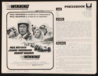 6p996 WINNING pressbook R73 Paul Newman, Joanne Woodward, Indy car racing art!