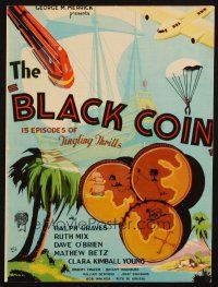 6p139 BLACK COIN trade ad '36 Ralph Graves, cool adventure serial artwork!
