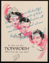 6p157 DODSWORTH trade ad '36 William Wyler, Walter Huston, Mary Astor, cool different art!