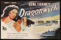 6p160 DRAGONWYCK English trade ad '46 wonderful artwork of beautiful Gene Tierney!