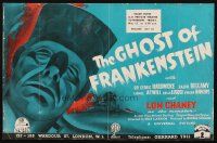 6p168 GHOST OF FRANKENSTEIN English trade ad '42 different art of monster Lon Chaney Jr. by Wood!